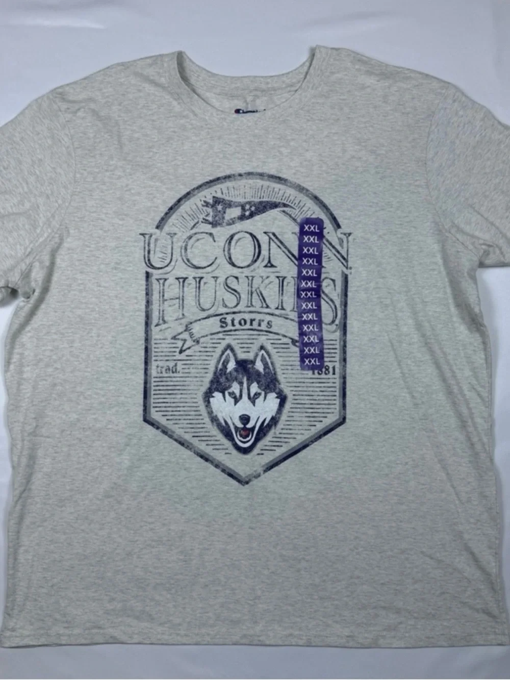 Champion Light Gray UConn Huskies Graphic Tee - Picture 1 of 4
